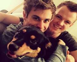 He is an animal lover and has big dog in his home He is an animal lover and has big dog in his home.